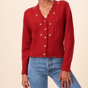 Rouge embroidered emile cardigan, size xs